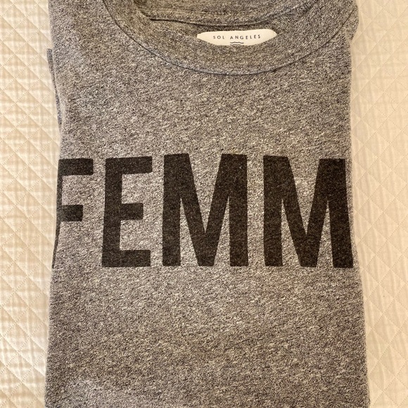 Anthropology Sol Angeles graphic tee FEMME Grey XS - Picture 4 of 5